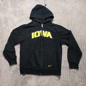 Nike Iowa Hawkeyes Youth Full Zip Hoodie Size XL Black Excellent Condition